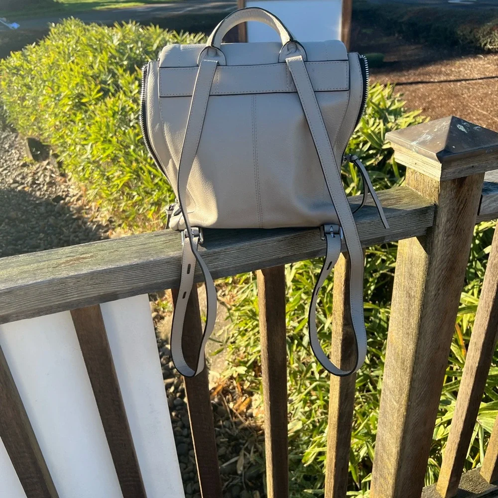 Lodis Light Gray/Cream Leather Backpack - Picture 3 of 11